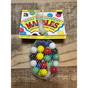 Vintage Qualatex Game Replacement Marbles 100% Pure Glass 5 Each of 6 Colors
